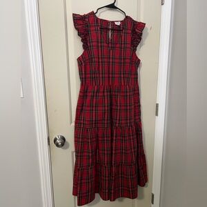 J Crew ruffle tiered dress - HAS POCKETS! PLAID / SIZE 14